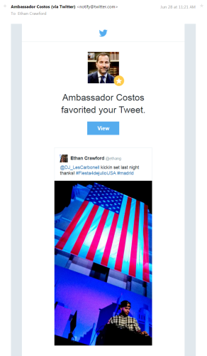 Ambassador Costas Favorite Tweet